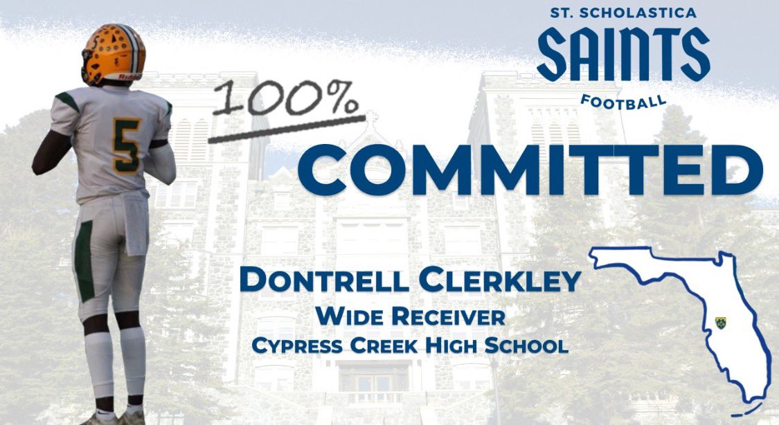 Dontrell Clerkley (@trell114) on Twitter photo I am grateful and excited to announce my commitment to the college of St. Scholastica to continue my education and football career. <a href="/CoachBremer/">Matt Bremer</a> <a href="/Coach_Heffernan/">Mike Heffernan</a> I am grateful and excited to announce my commitment to the college of St. Scholastica to continue my education and football career. <a href="/CoachBremer/">Matt Bremer</a> <a href="/Coach_Heffernan/">Mike Heffernan</a>