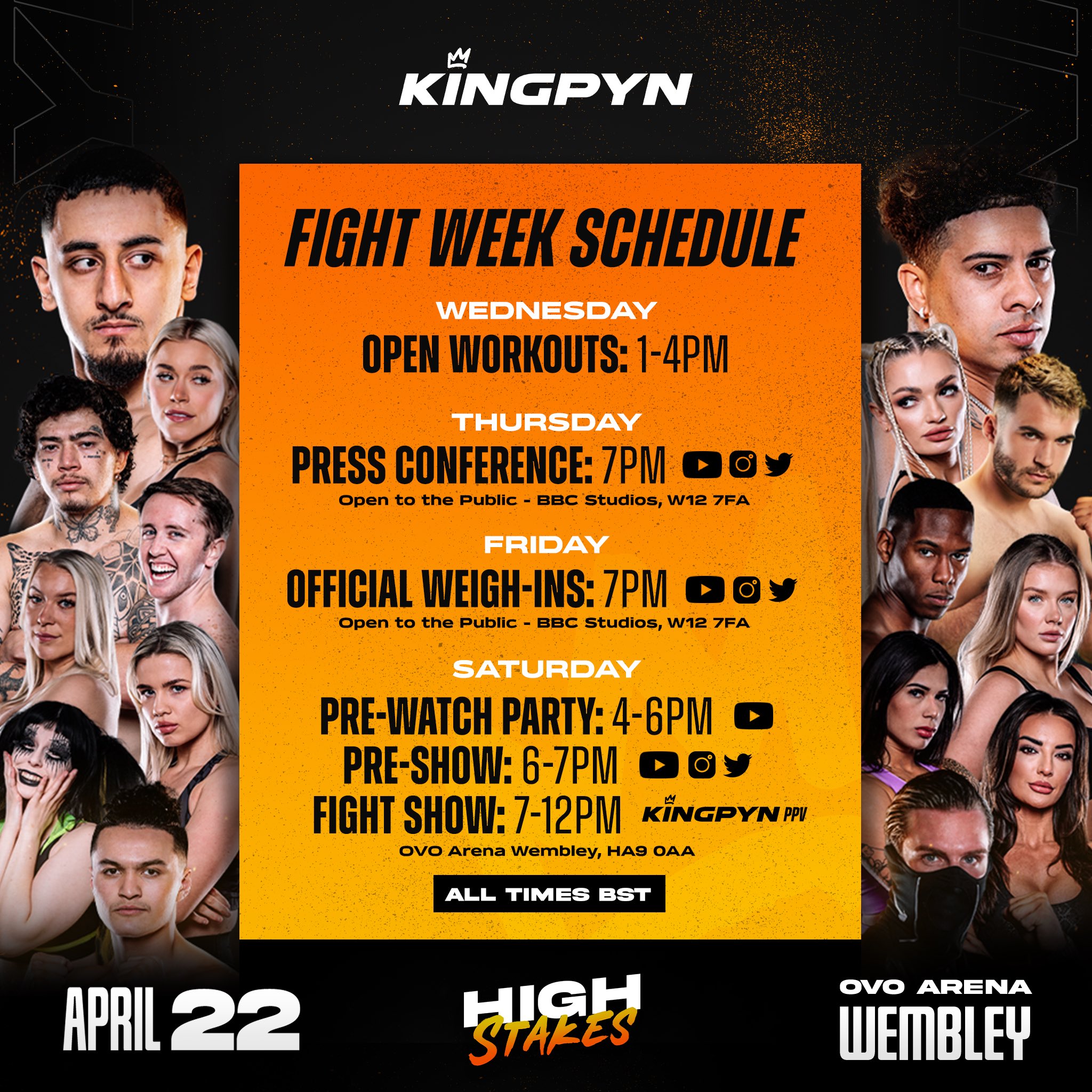 KINGPYN BOXING on Twitter "‼️FIGHT WEEK SCHEDULE‼️ The official fight