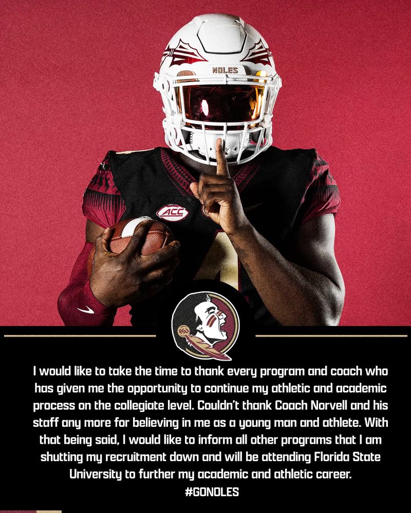 Kam_Davis24's tweet photo. Thanks to every coach and program throughout this recruitment process. The relationships made will forever be cherished. With that being said I am now shutting down my Recruitment🍢🍢
#NoleBlooded🧳 https://t.co/PGCqBSfHIB