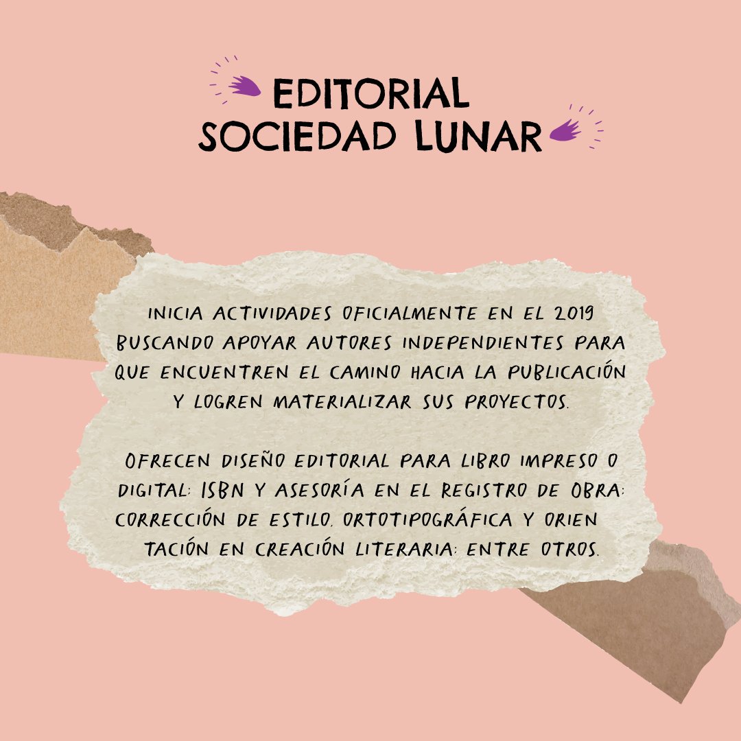 RedMedeas's tweet photo. Editorial Sociedad Lunar conformada por Miram Ballesteros y Juss Ballesteros, dos hermanas y mujeres hermosas quienes nos han brindado una atención muy personalizada y llena de cariño. #MujeresEscribiendoMujeres https://t.co/cm0F7jmL0c