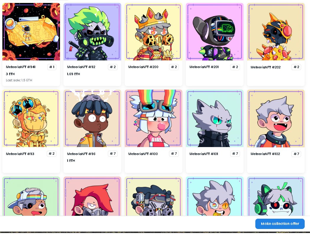 I haven't aped in but man are these 1/1's from <a href="/MeteoriaNFT/">Beanz Pepe</a> insane. Anyone out there who's been in this project since pre-reveal have any info on where it's headed? I think there's some potential.