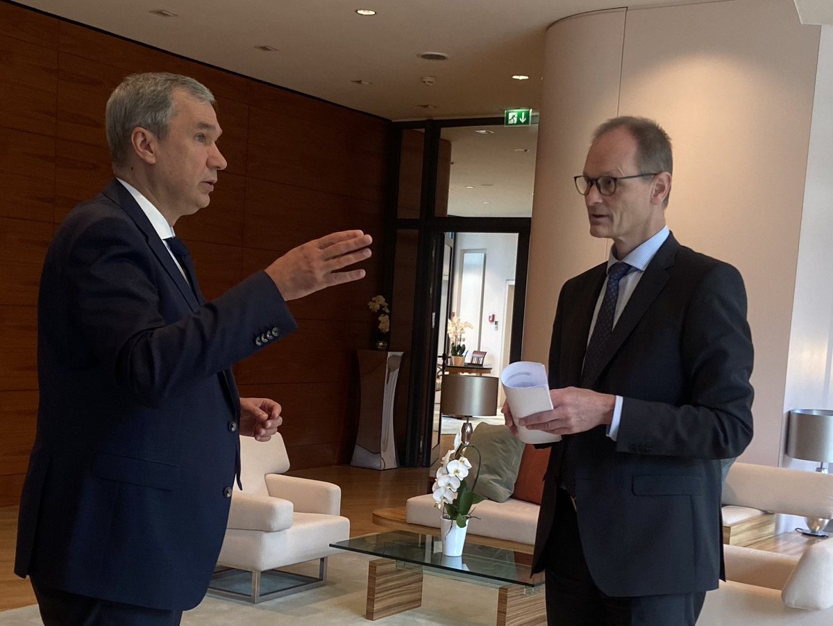 PavelLatushka's tweet photo. 🤝 #ThomasBagger @Amb_Niemiec for meeting.
We hope that🇩🇪will support position -  #Lukashenkо should be held accountable for crimes against #humanity in #Belarus &amp; #Ukraine, will support adoption of #EU package on harmonization of sanctions against #Lukashenko’s regime &amp; #Russia https://t.co/uF9hx4H5Z9