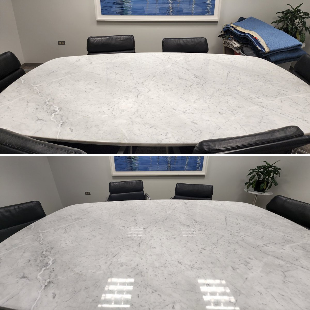Before &amp; After of conference room table.