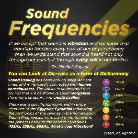 “#SoundFrequencies – If we accept that sound is vibration and we know that vibration touches every part of our physical being, then we understand that sound is heard not only through our ears but through every cell of our body.” – Dr. Mitchell Gaynor themetaphysicalmysteries.com