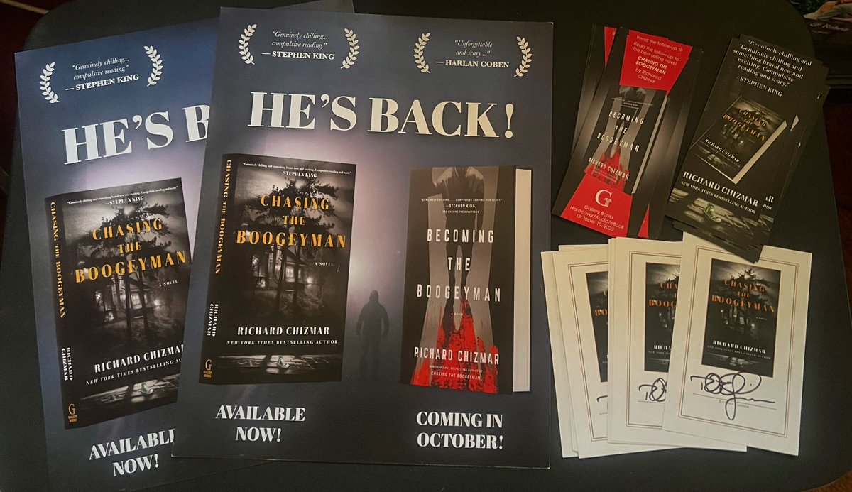 sarahbartz85's tweet photo. Thank you @RichardChizmar and @CemeteryDance for the Boogeyman promo stuff! Can’t wait to distribute and can’t wait to read the book! #horror #BecomingTheBoogeyman  #ChasingTheBoogeyman #HorrorCommunity https://t.co/PpYWtmU69I