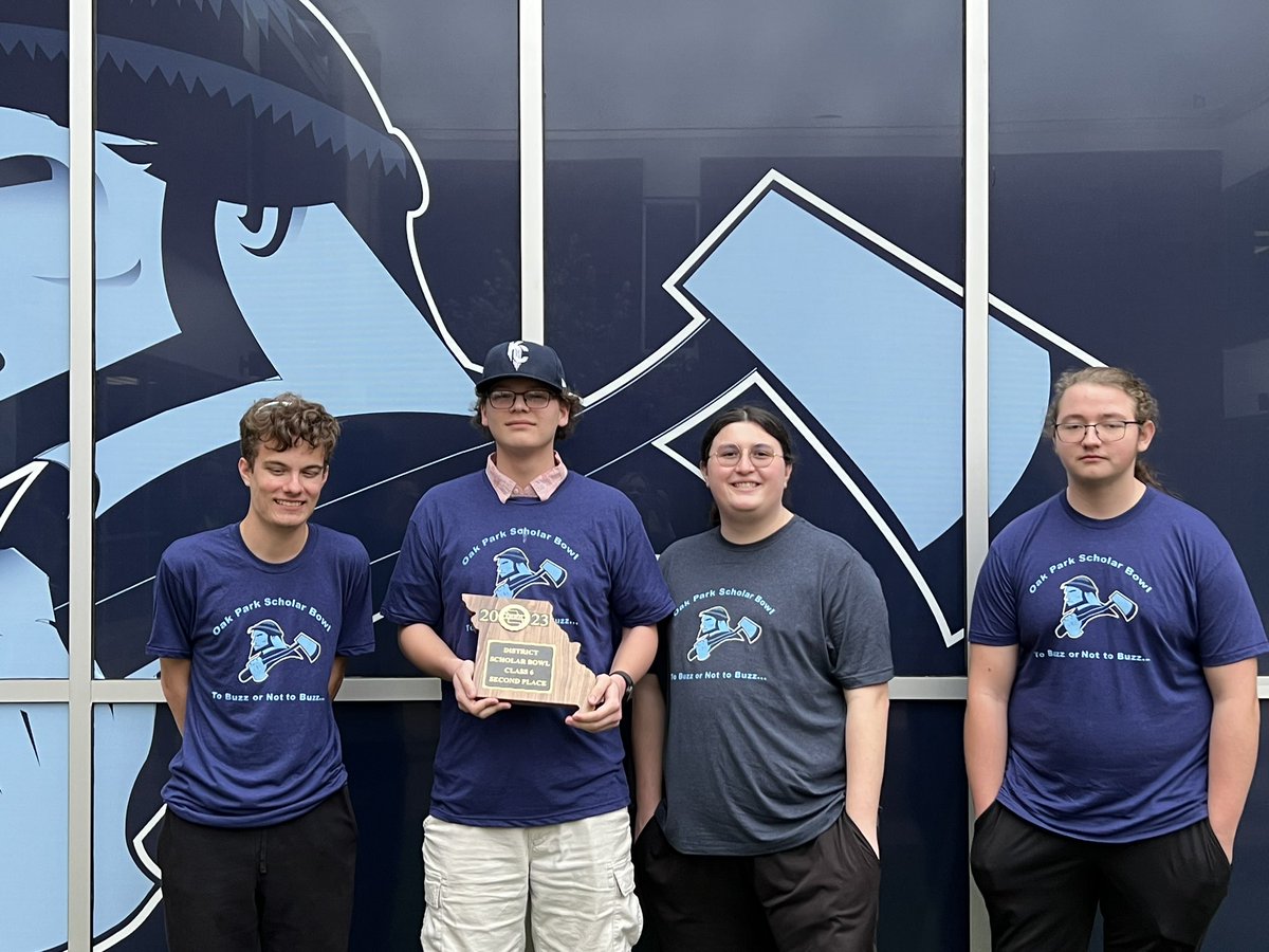 OPscholarbowl's tweet photo. Oak Park is proud to announce 2nd Place in class 6 District 8 Scholar Bowl! Our team rocked! Congrats to our seniors on their final meet! It’s been a fantastic season! @NKCSchools @Northmen_OPHS @lori_dameron https://t.co/48NracWfhB
