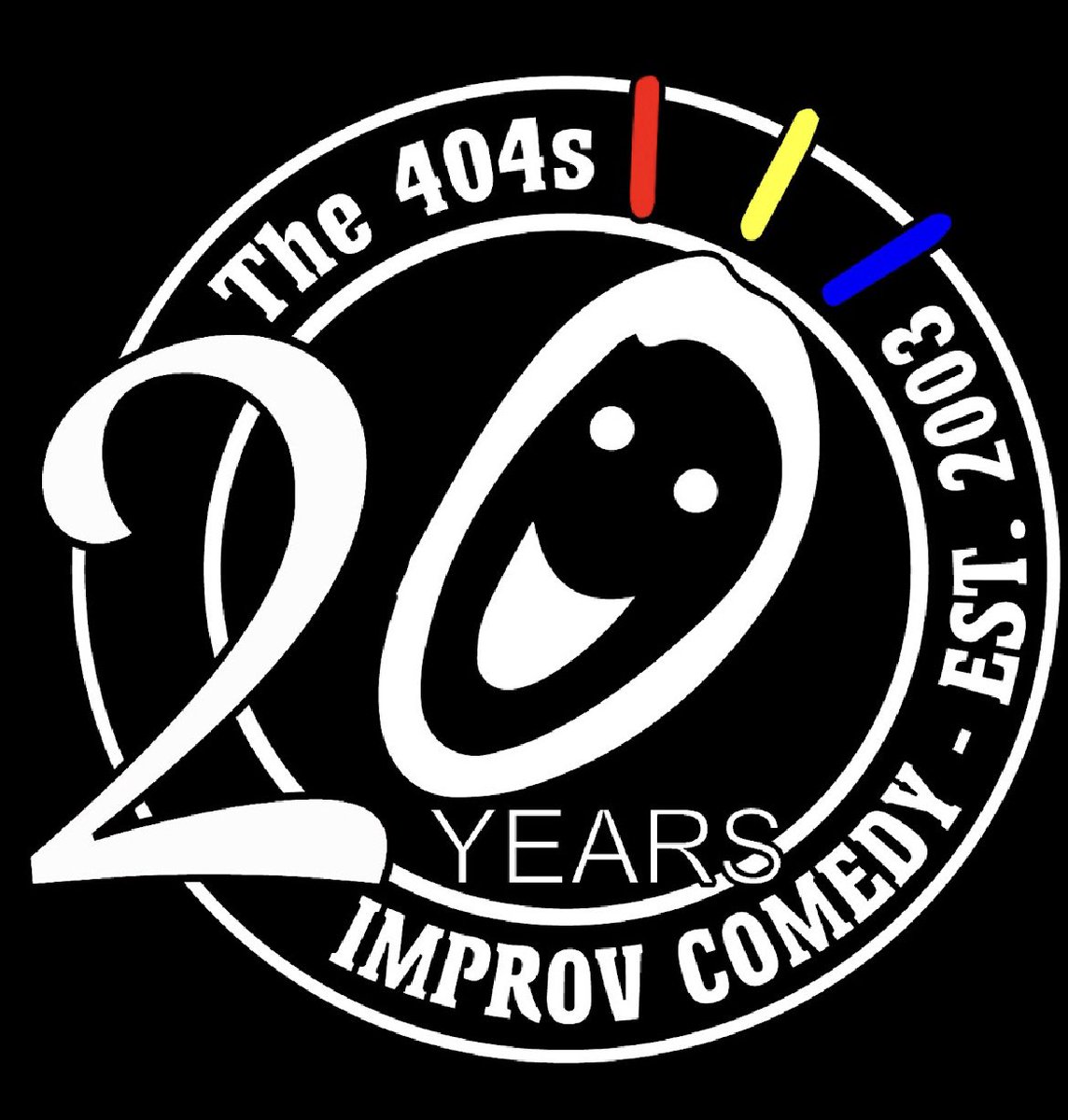 the404s's tweet photo. Can you believe it ? The 404s are celebrating our TWENTIETH ANNIVERSARY this year! Check out our awesome logo for the year - and stay tuned as we announce our spring show lineup! #the404s #comedy #20years https://t.co/whmGXdduxn
