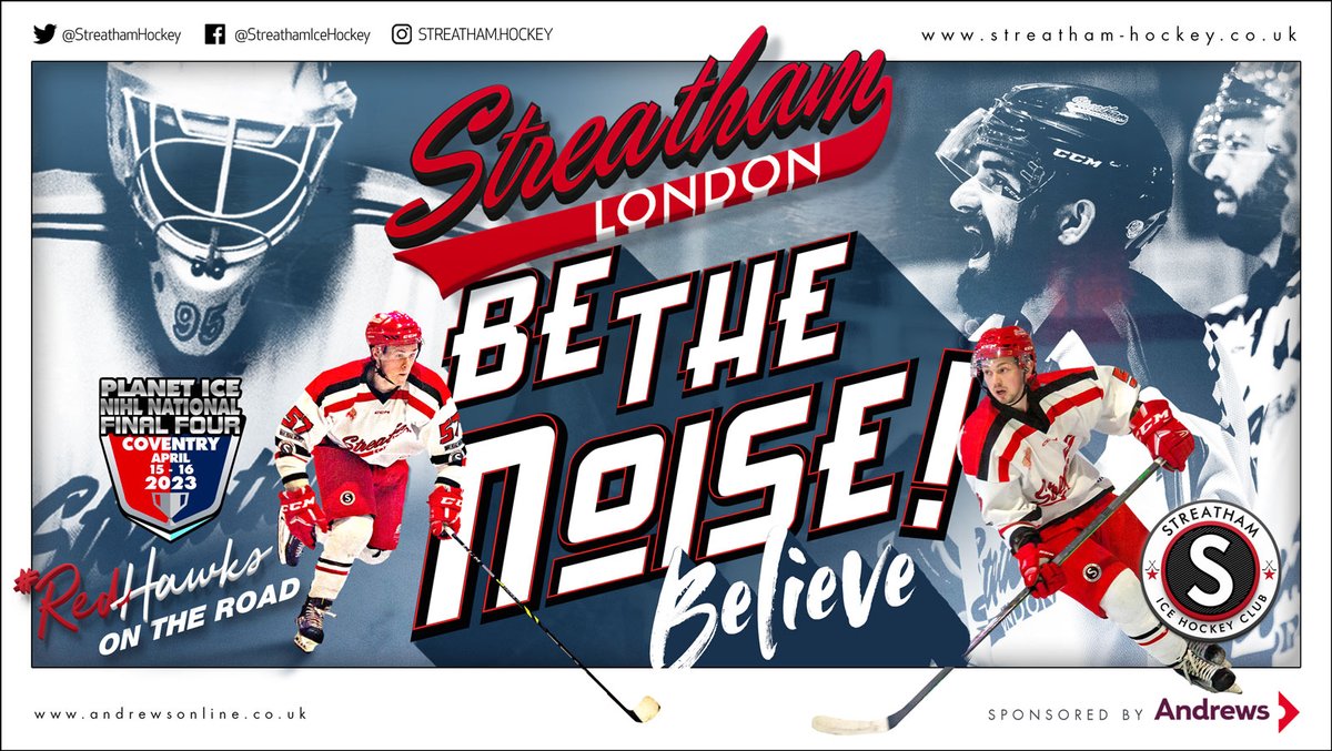 StreathamHockey's tweet photo. @StreathamHockey ready for the #NIHLFinalFour ?🥅🏒👊 #RedHawks #onetheroad tomorrow #Believe #Streatham let us know if you're in the rink or streaming the game from midday #Streatham needs to hear or see you 👀 #bethenoise it is time 🏒🥅📷🥅🏒 #oneNIHL https://t.co/qtKhf3eXKm