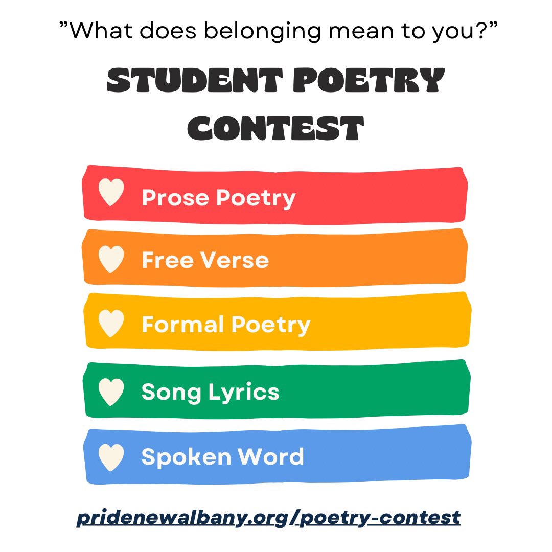 foxwerx's tweet photo. In an effort to hear/amplify student voices #pridenewalbany is holding a Student Poetry Contest for kids in grades 6-12 who live in the #newalbanyohio area. Cash prizes awarded in 2 categories. Winners can be acknowledged anonymously if preferred.
https://t.co/7B0PhAAFaf https://t.co/ayKsQfd3Mm