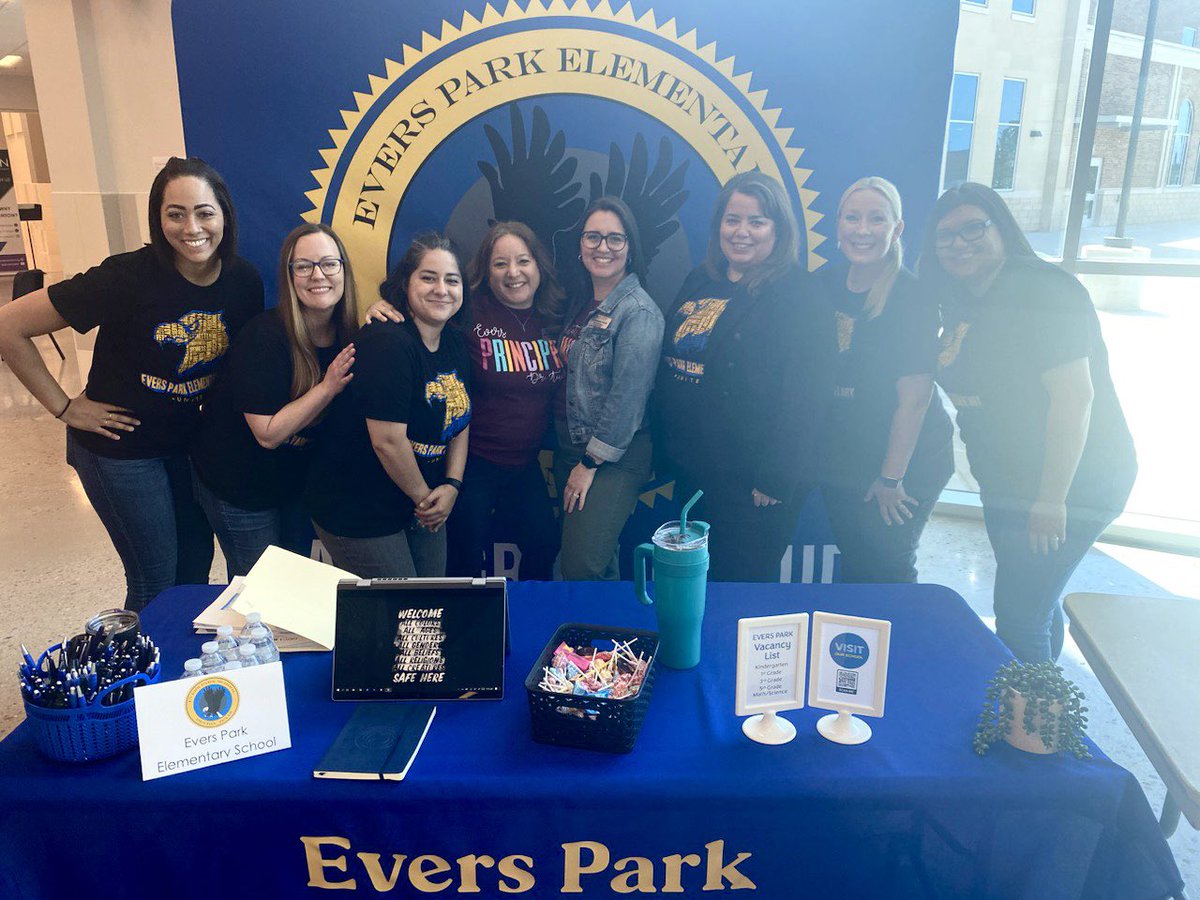 The <a href="/EversParkElem/">EversParkElementary</a> team had a fantastic morning at the <a href="/dentonisd/">Denton ISD</a> job fair. We met so many great candidates and look forward to hiring on our newest Eagle teachers. The future is bright in Denton ISD! #unite #heartofdenton