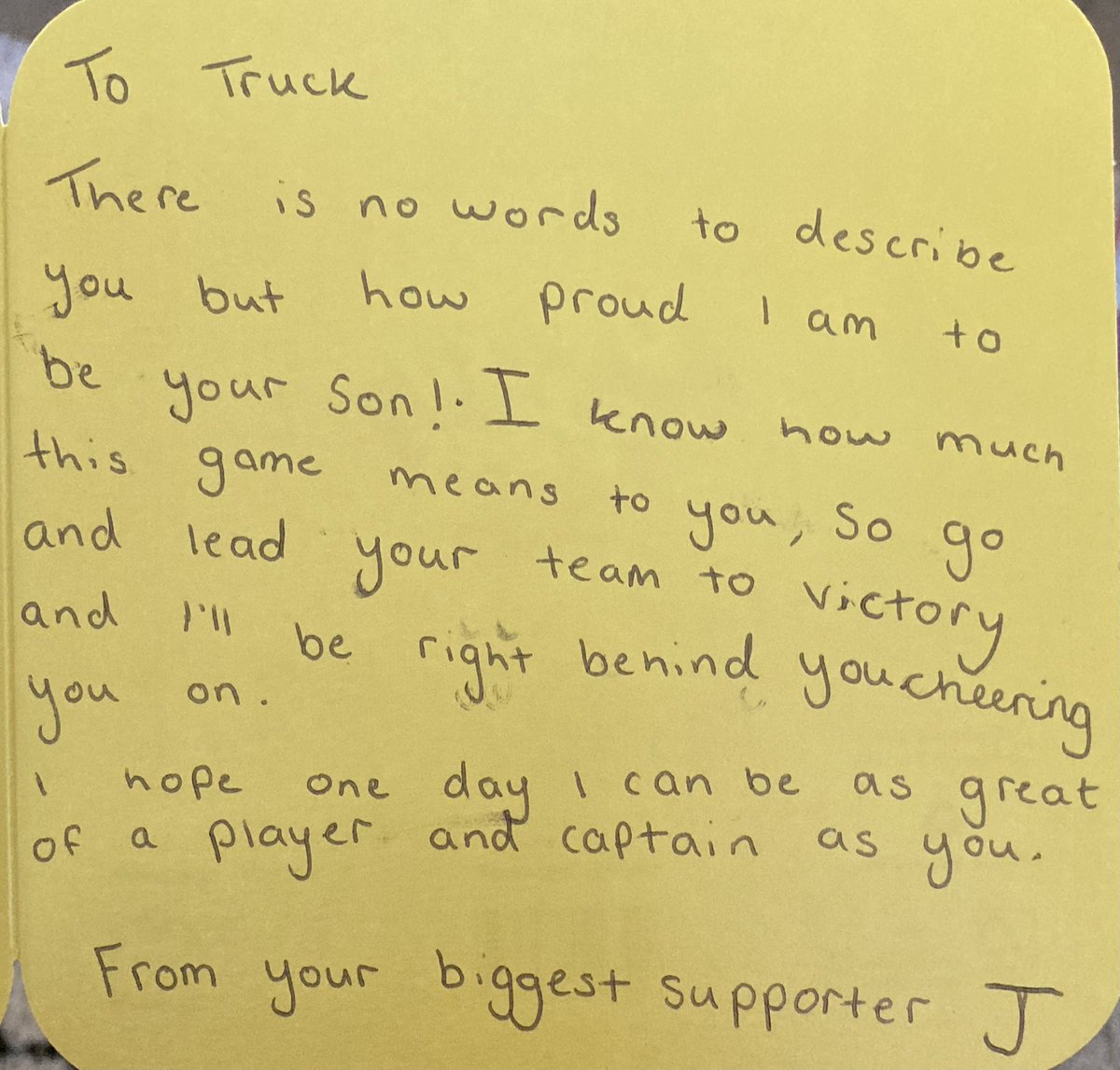 sedgleytruck's tweet photo. When you’ve tried your best to stay calm, focused and not let any emotion take over…
Then your Son gives you this card before the game…. 🥺😢❤️

Well we bloody did it son!!! 🏆 https://t.co/jRItbr9Tge