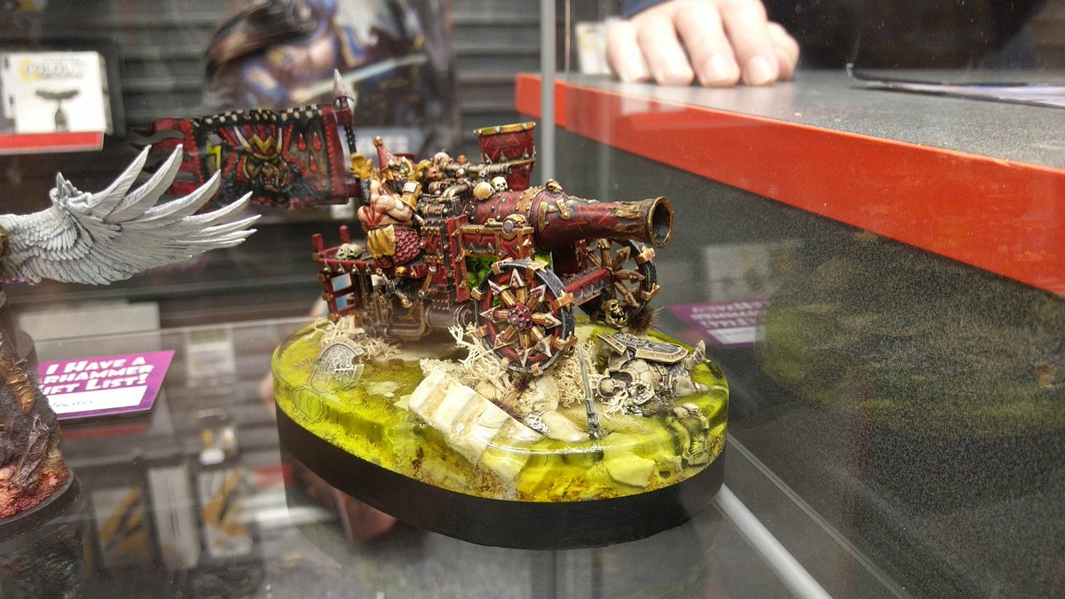 Tendonagon's tweet photo. @TGrudges I saw a Magma Cannon in a GW shop on a recent trip to Rotterdam that reminded me that Chaos Dwarfs are a special faction for a lot of people. It was really an honour to be a part of bringing them to life ingame. :) https://t.co/WqPYStSwpG