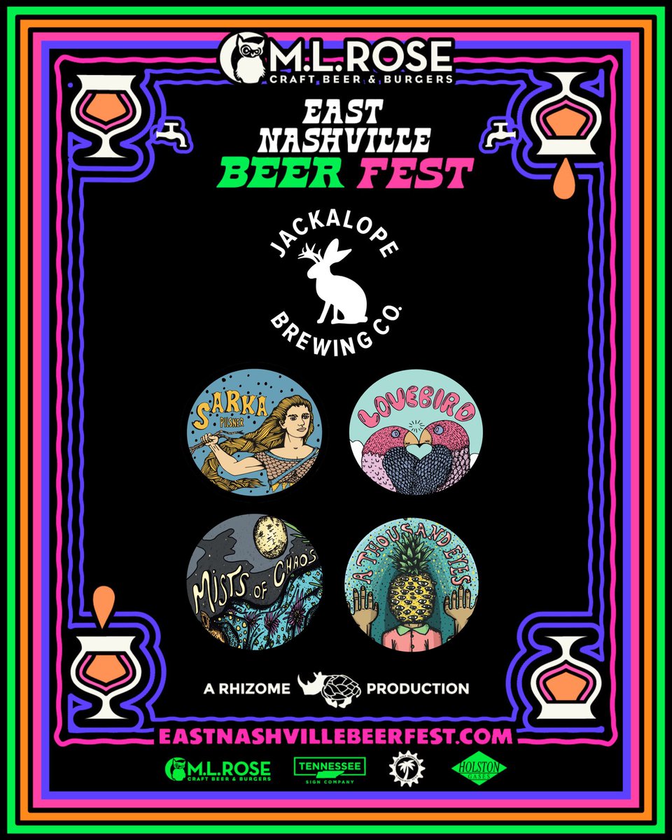 JackalopeBrew's tweet photo. What’s pourin’ at @ENashBeerFest today! 🍻 #DrinkLocal #DrinkLegendary #ENBF #ENBF23 https://t.co/KzcXLPeDBm
