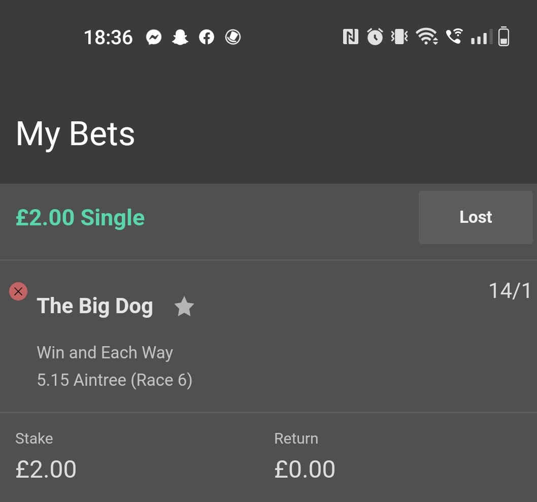beckles96's tweet photo. @bet365 why is The Big Dog saying lost despite each way being applied?? https://t.co/BirXanOiFA