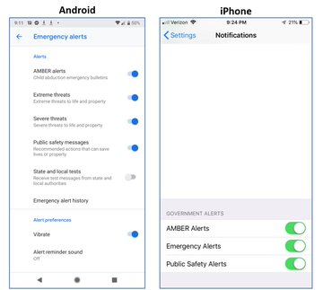 Andoid and ios settings for modifying alerts