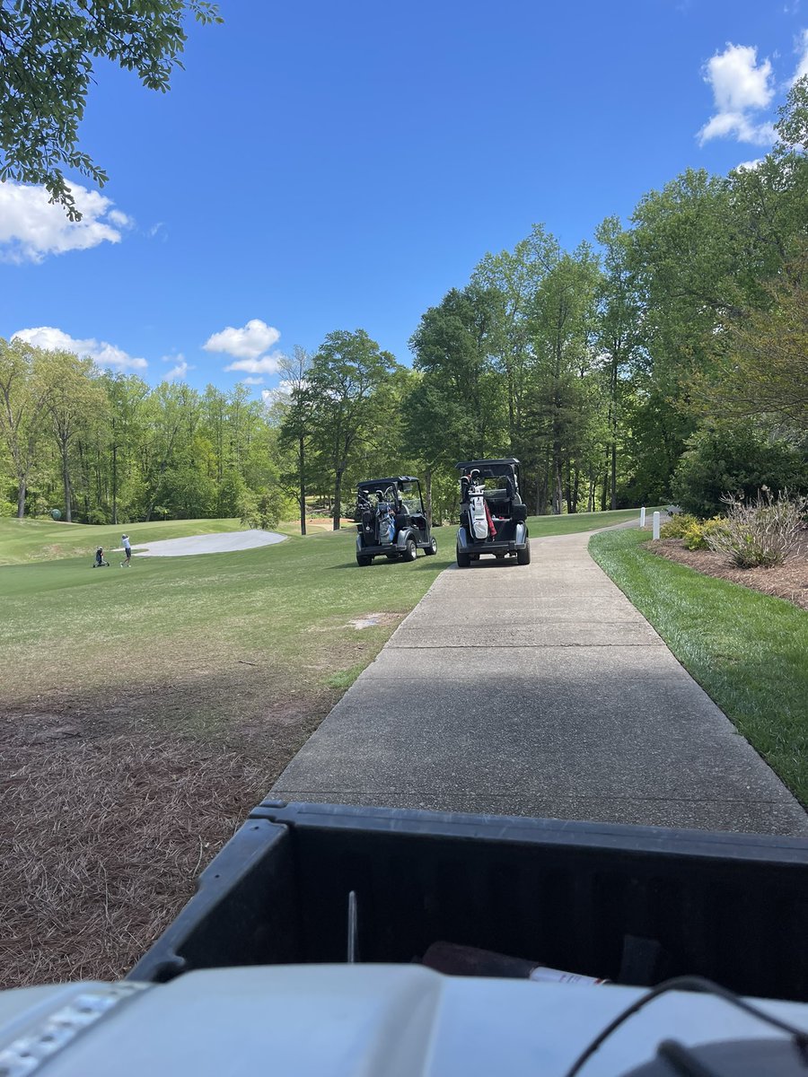 Education moment for🏌️‍♂️ When carts placed on paths. Pulling 5 feet off may seem harmless, but this adds compaction, slows recovery in spring &amp; causes continuous sod work. Please help your Agronomy team by keeping all 4 tires on the paths.  Shade+cart traffic+ compaction= Damage