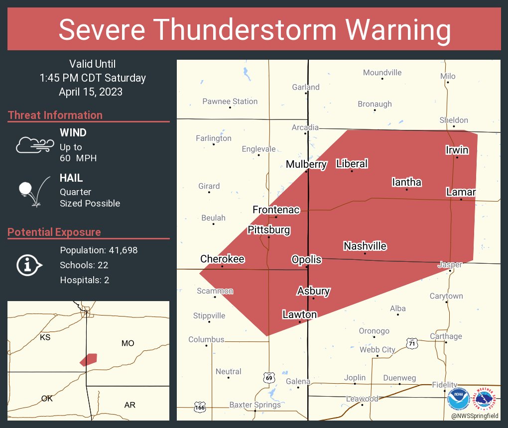 NWS Springfield on Twitter "Severe Thunderstorm Warning including