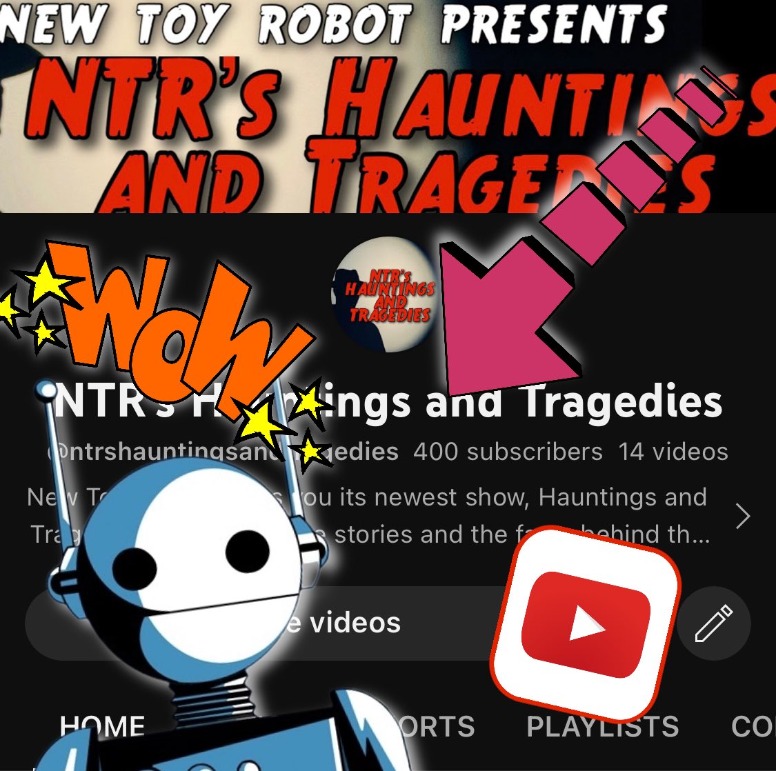 NewToyRobot's tweet image. We hit 400 subs today! Thank you for subscribing! Thank you for your continued support! So much more to come! If you haven’t click the link in our Bio and subscribe! #newtoyrobot #NTRsHauntingsAndTragedies #youtube #truecrime #ghosts #hollywood #losangeles #unsolvedmysteries