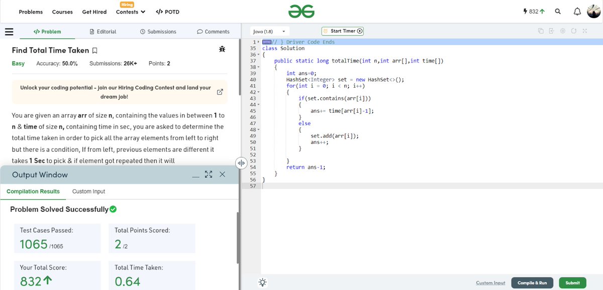 codewithsep's tweet image. Hello Folks,
I have completed #Day11 of #25 Days of Code Program with
@scaler_official
Today's question - Find Total Time Taken in geeksforgeeks
Discord Community: discord.gg/scaler
Partner: Shiva Kumar#7768
#scalerdiscord #codewithscaler #scaleracademy #scaler25doc