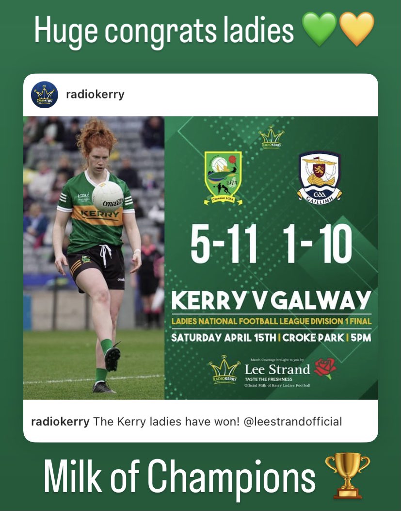 Delighted to support this fantastic team. Well done ladies <a href="/kerryladiesfoot/">KerryLGFA</a>