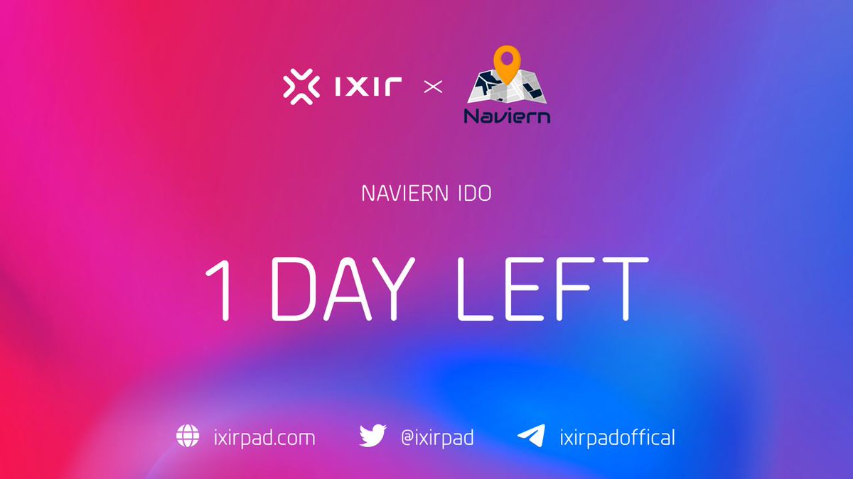 🔔 1 DAYS LEFT <a href="/NaviernOfficial/">Naviern</a> IDO on IxirPad 🔔

📅 IDO Detailed
NFT Round
Start: 16th April, 10:00 UTC
End: 16th April, 12:00 UTC

📝 Naviern is under the 3 Hour Secure Refund Policy you can claim or refund.
📍IDO Place: ixirpad.com/launchpad/fycr…