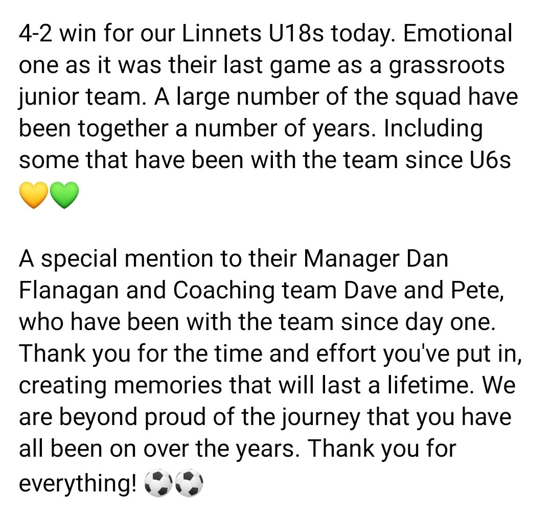 JuniorLinnets's tweet photo. What an achievement 💛💚
#linnetsjfc #lastgame #proud https://t.co/Tu308mC5jg