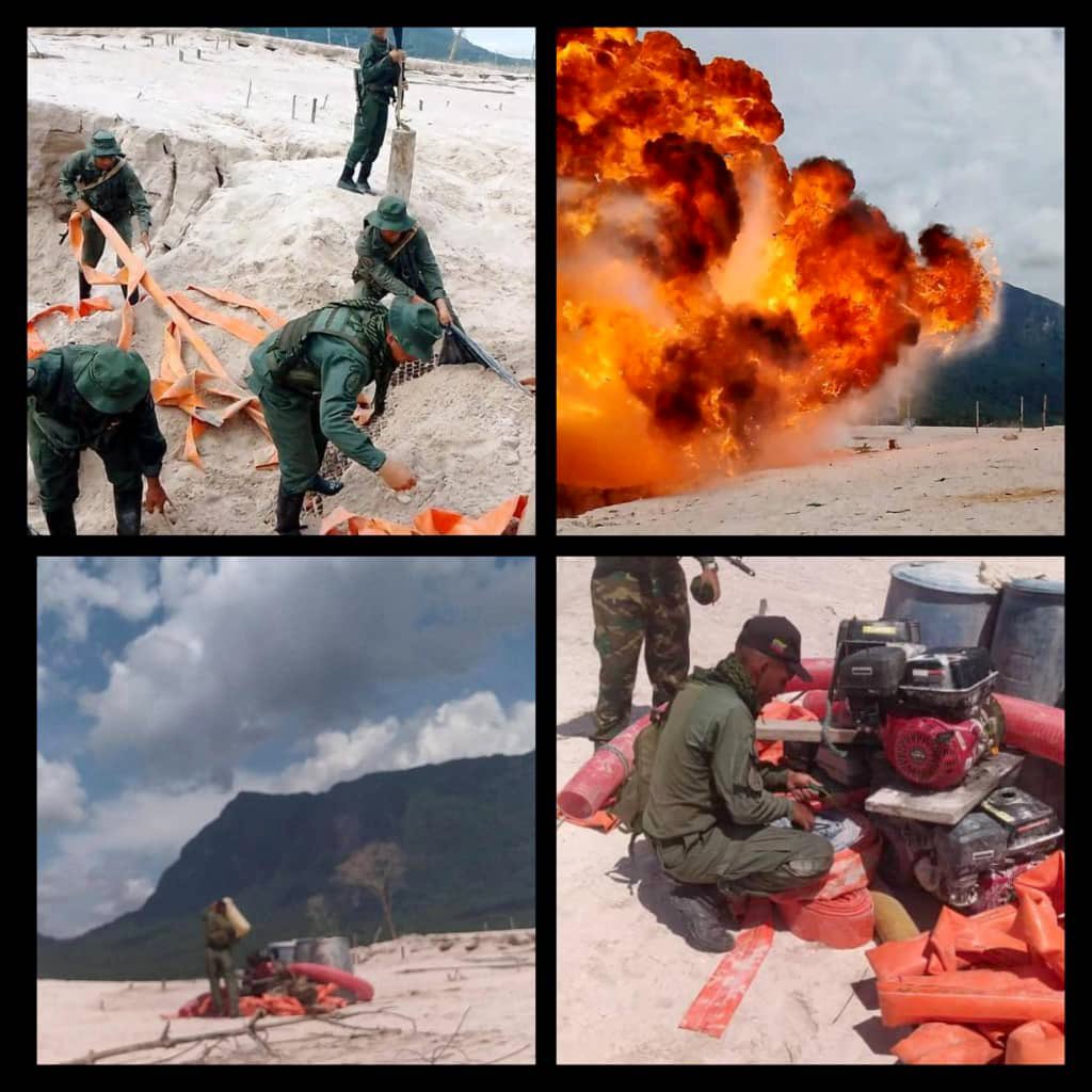 dhernandezlarez's tweet image. #FANB mantiene despliegue de conservación y resguardo del medio ambiente en el estado Amazonas desmantelando campamentos de minería ilegal. Ningún tipo de actividad humana está permitida en los Parques Nacionales.

#EscudoBolivariano2023