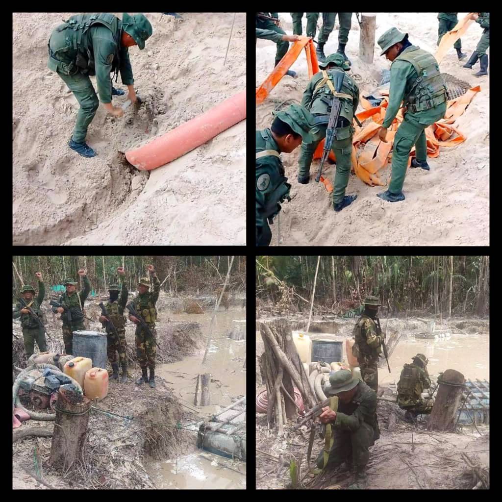 dhernandezlarez's tweet image. #FANB mantiene despliegue de conservación y resguardo del medio ambiente en el estado Amazonas desmantelando campamentos de minería ilegal. Ningún tipo de actividad humana está permitida en los Parques Nacionales.

#EscudoBolivariano2023
