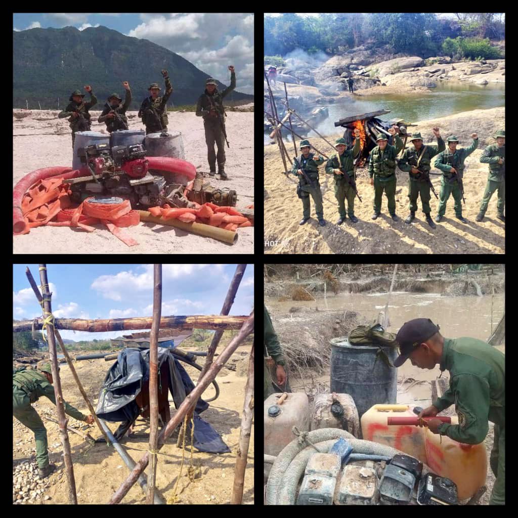 dhernandezlarez's tweet image. #FANB mantiene despliegue de conservación y resguardo del medio ambiente en el estado Amazonas desmantelando campamentos de minería ilegal. Ningún tipo de actividad humana está permitida en los Parques Nacionales.

#EscudoBolivariano2023