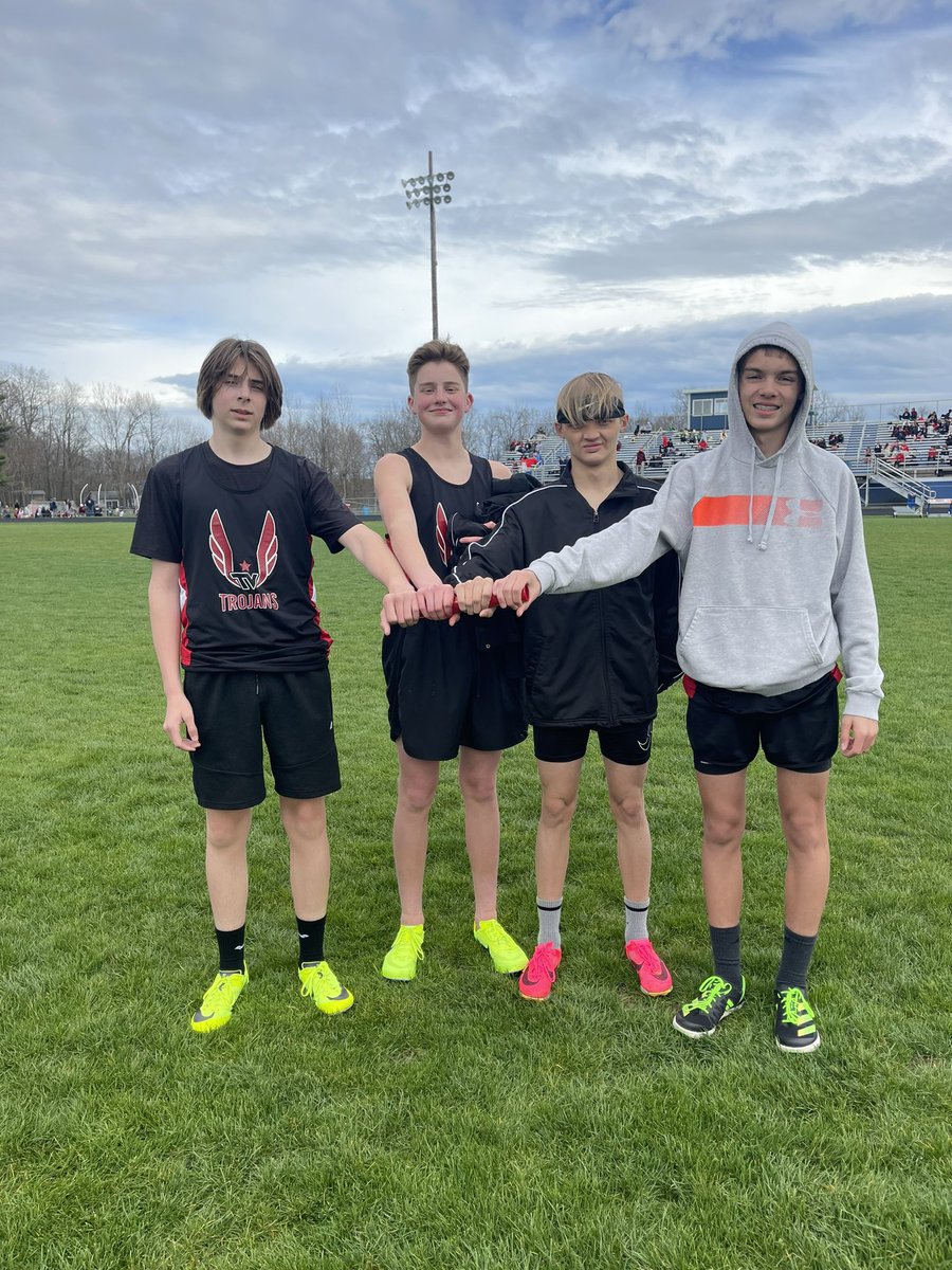 KaylaKoppTVMS's tweet photo. Had some great performances at our middle school track invitational at Triway yesterday! Special congratulations to our boys 4x800 of Ben, Kayne, Cade, and Logan who beat the school record with a time of 9:28.85!  @TVTrojans @TuskyTrack https://t.co/fGJEKDFcEQ