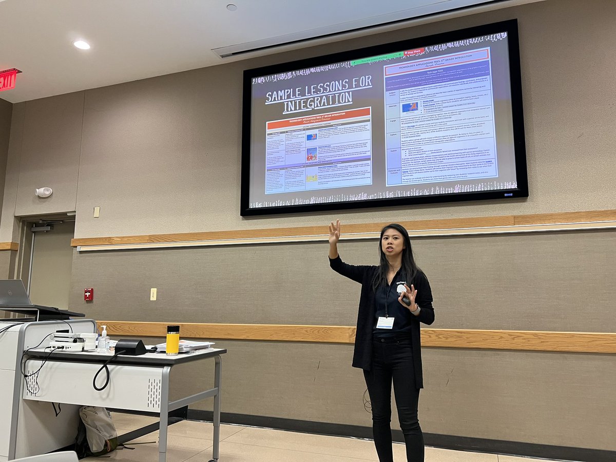 drnicoledmartin's tweet photo. Great info and resources from Judy Lau of @weteachcs on integrating the new Tech Apps TEKS into lessons for K-5 classroom. #StateofSTEM @region13 https://t.co/ggWeU1D666