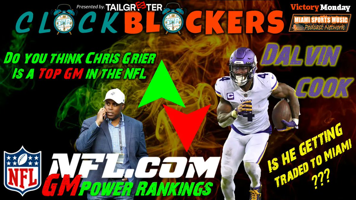 stephendSKPL's tweet photo. Victory Monday on #CLOCKBLOCKERS
Is Chris Grier a Top GM in the NFL?
Lots of chatter about @dalvincook... Would you like to see #4 in a @MiamiDolphins uniform?
We discuss all that & more on Monday on #MSMpodcastNetwork on YouTube!
Presented by @tailgreeter https://t.co/jHuG6snEVO