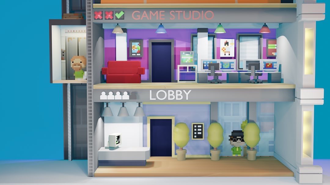 S0RINSketches's tweet photo. Recently made some fan art of Tiny Tower. I loved this game as a kid and would play it everyday between classes at school. The last image was my first attempt at the scene. #Blender #fanart #Tinytower #art https://t.co/EFW0dku3wb