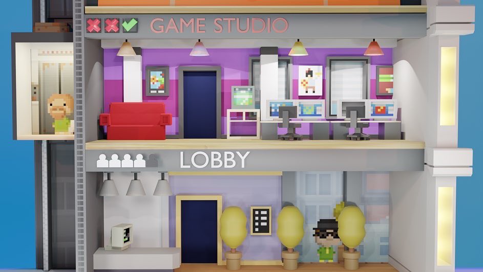 S0RINSketches's tweet photo. Recently made some fan art of Tiny Tower. I loved this game as a kid and would play it everyday between classes at school. The last image was my first attempt at the scene. #Blender #fanart #Tinytower #art https://t.co/EFW0dku3wb