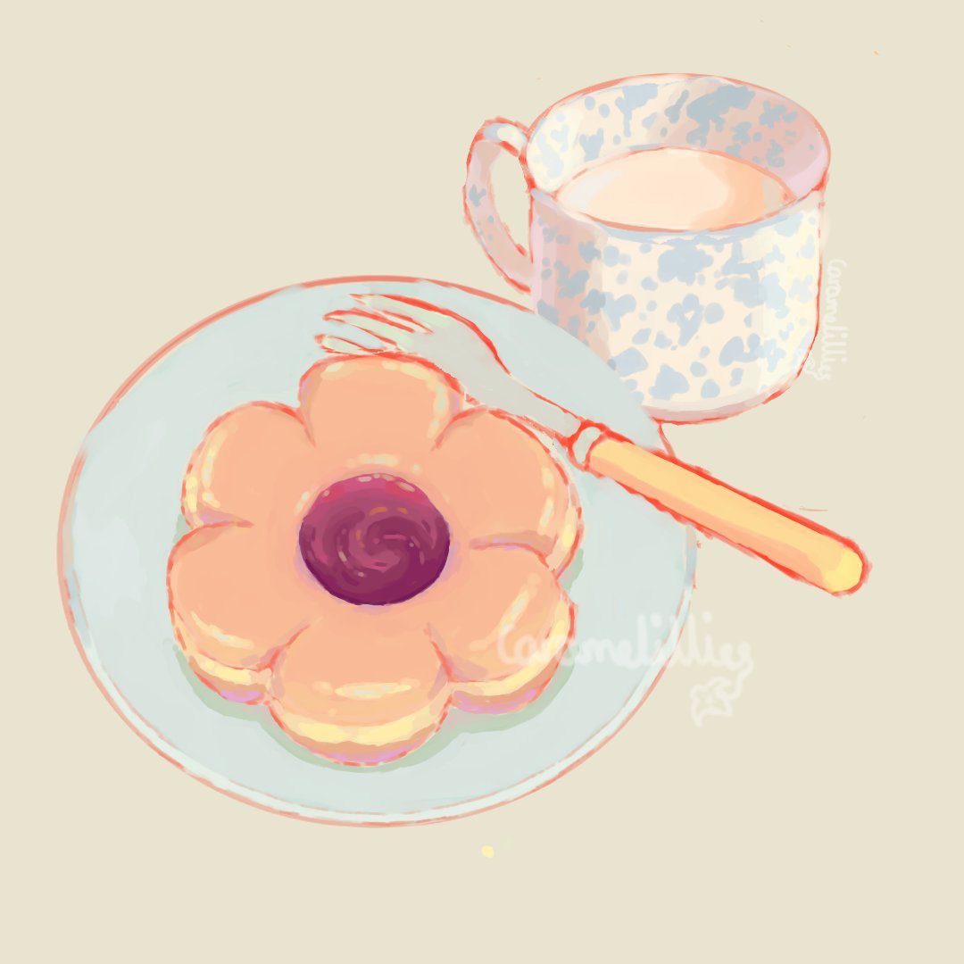 a simple breakfast🍩🌸🥛
flower donut and cup of milk~