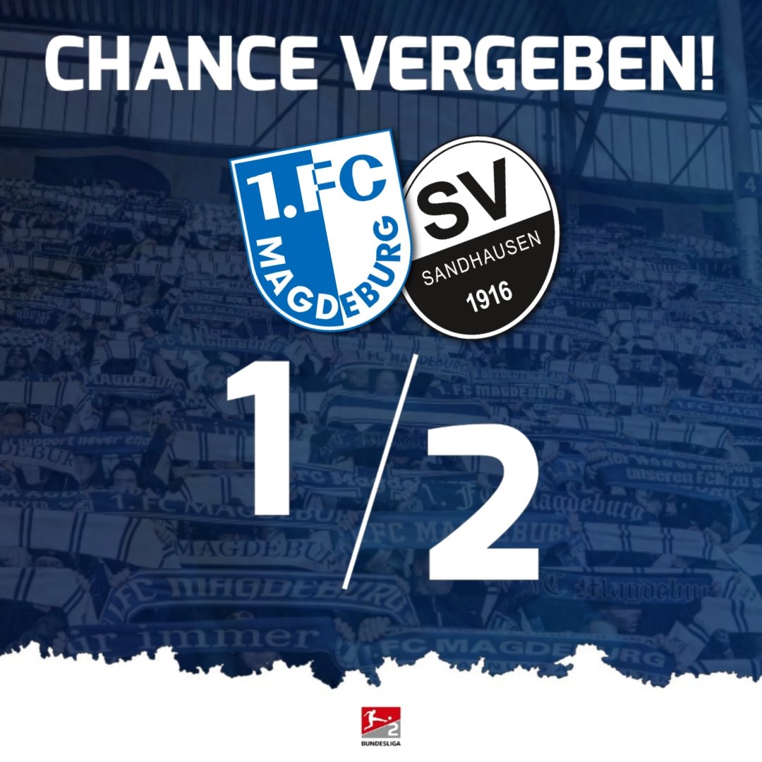 vf_magdeburg's tweet photo. HEIMNIEDERLAGE
Der FCM verliert auch das zweite Spiel gegen Sandhausen in dieser Saison - durch die Niederlagen von Rostock und Regensburg ist der Vorsprung aber wenigstens bei 5 Punkten geblieben.
Eure Meinung zum Heimauftritt?
#fcmsvs #einmalimmer #fcm https://t.co/AzeeTWSAvD