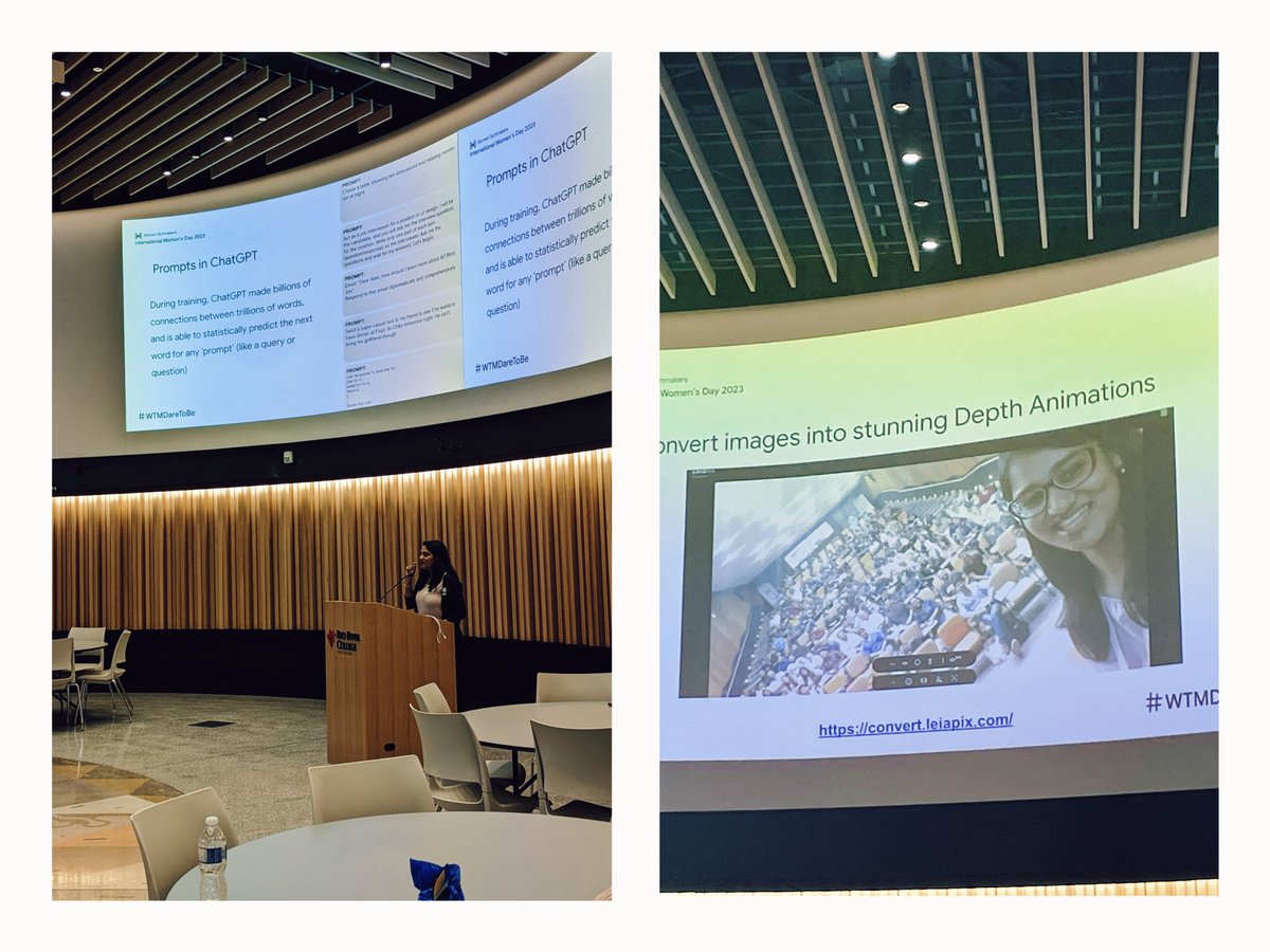 WTM Women Techmakers - Winnipeg (@techgdg) on Twitter photo ๐๐Thank you to our second speaker, <a href="/CharmiChokshi/">Charmi Chokshi</a> for sharing her insights on AI in Action๐ค๐ค: Real-World Use Cases for Transforming Workflows and Boosting Productivity.
#WTMDareToBe #WomenInTech #Success #Inspiration #chatgpt #GrowthMindset #Challenges #Skills #Abilities ๐๐Thank you to our second speaker, <a href="/CharmiChokshi/">Charmi Chokshi</a> for sharing her insights on AI in Action๐ค๐ค: Real-World Use Cases for Transforming Workflows and Boosting Productivity.
#WTMDareToBe #WomenInTech #Success #Inspiration #chatgpt #GrowthMindset #Challenges #Skills #Abilities