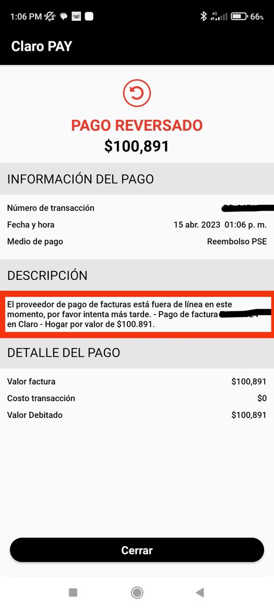 DavilabPaula's tweet photo. @GaboKstl @ClaroColombia @ClaroTeAyuda @sicsuper @TalCualOficial @SFCsupervisor nadie ayuda llevo más de 24 horas tratando de pagar está factura de Claro Hogar ya descontaron el dinero de mi cuenta desde ayer y #claropay no sirve; quien regula esto? https://t.co/wiJZ2oBsxu