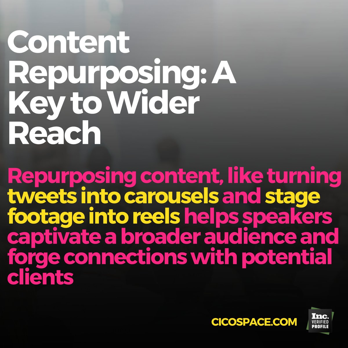 Keynote Speakers: This is your cheat code for social media pt:1

If you want the 30 minute presentation I gave that this visual is based off of, like/retweet and I'll dm you, no email needed.

#keynote #keynotespeaker #socialmedia #algo #twitter #socialmediamarketing #cicospace