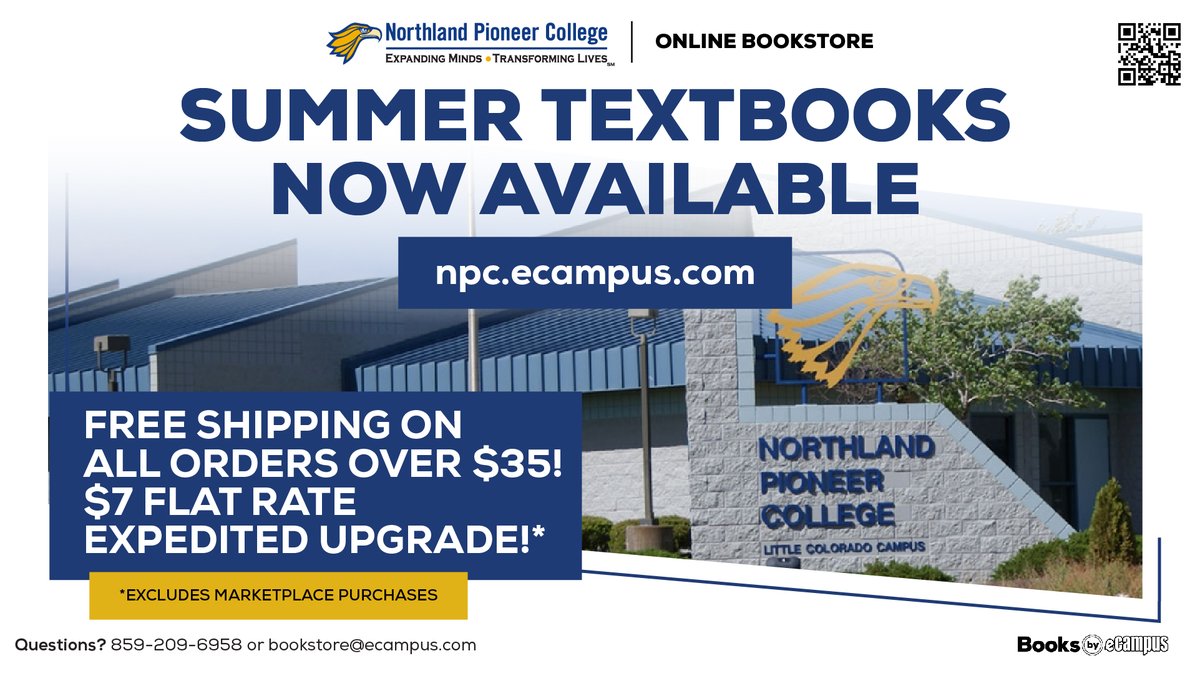 Summer students! Make sure you order your text books. npc.ecampus.com