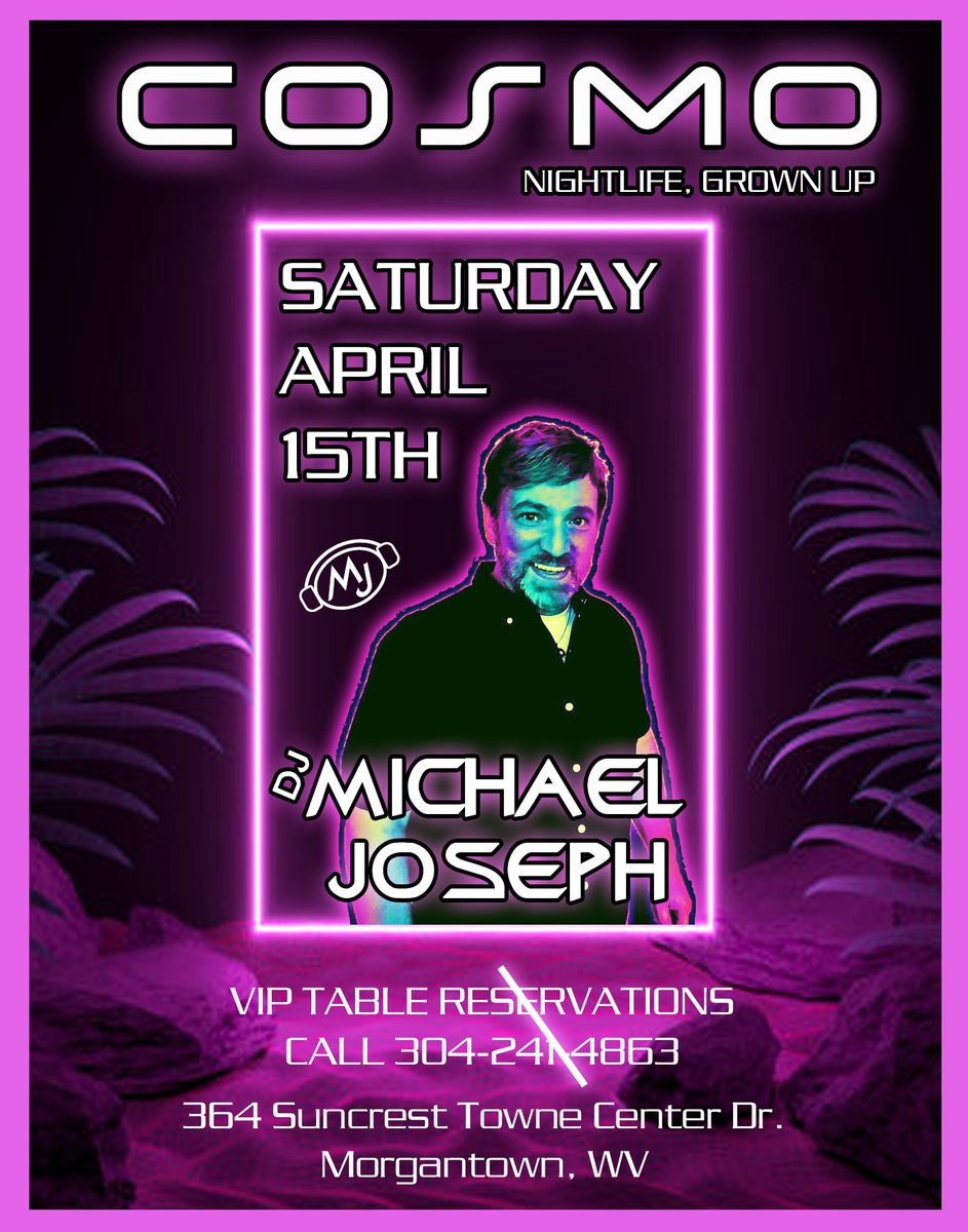 djmichaeljoseph's tweet photo. Mixing Videos tonight at Cosmo WV starting at 9pm
DJ Michael Joseph / Michael Joseph
Artist / DJ / Author
#DJ #DJs #DJing #djlife #mixdj #scratchdj #partydj #clubdj #sportsdj #fulltimedj #music #RaneDJ #VirtualDJ #controllerdj #digitaldj #Live #34YearsOfDJing #creativelife https://t.co/Rcx9qhVXnm