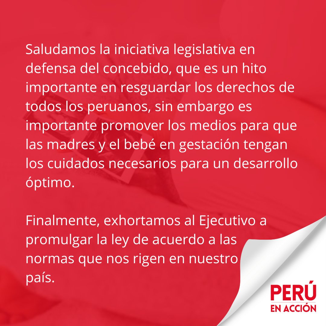 PERUenAccionPE's tweet photo. 🔵 Aprobado | #AlertaLegislativa 👩‍⚖️

El día de ayer el @congresoperu aprobó el Proyecto de Ley 785/2022-CR, Proyecto de Ley que reconoce Derechos al Concebido🙌

#Perú #DerechoALaVida https://t.co/6Cwa1E0nb8