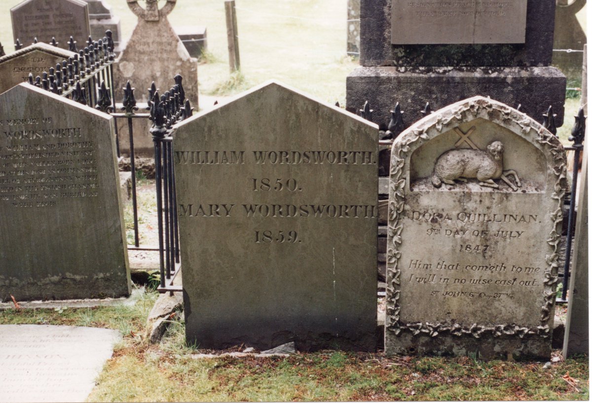 From my 1995 visit #williamwordsworth #marywordsworth @wordsworth250 #wordsworth #britishpoetry #englishpoetry #lakedistrict #lakedistrictpoets #romanticpoetry #romanticpoets #graveyard #tombstone