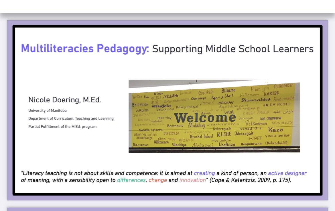 Yesterday I had the opportunity to share some of my learning and student learning about multiliteracies pedagogy and multimodality with colleagues📚🎬 <a href="/SchoolMeadows/">Meadows West School</a> 🙌🏻🌟 @WinnipegSD #multimodal #middleschoollearning #PDdays #multiliteraciespedagogy