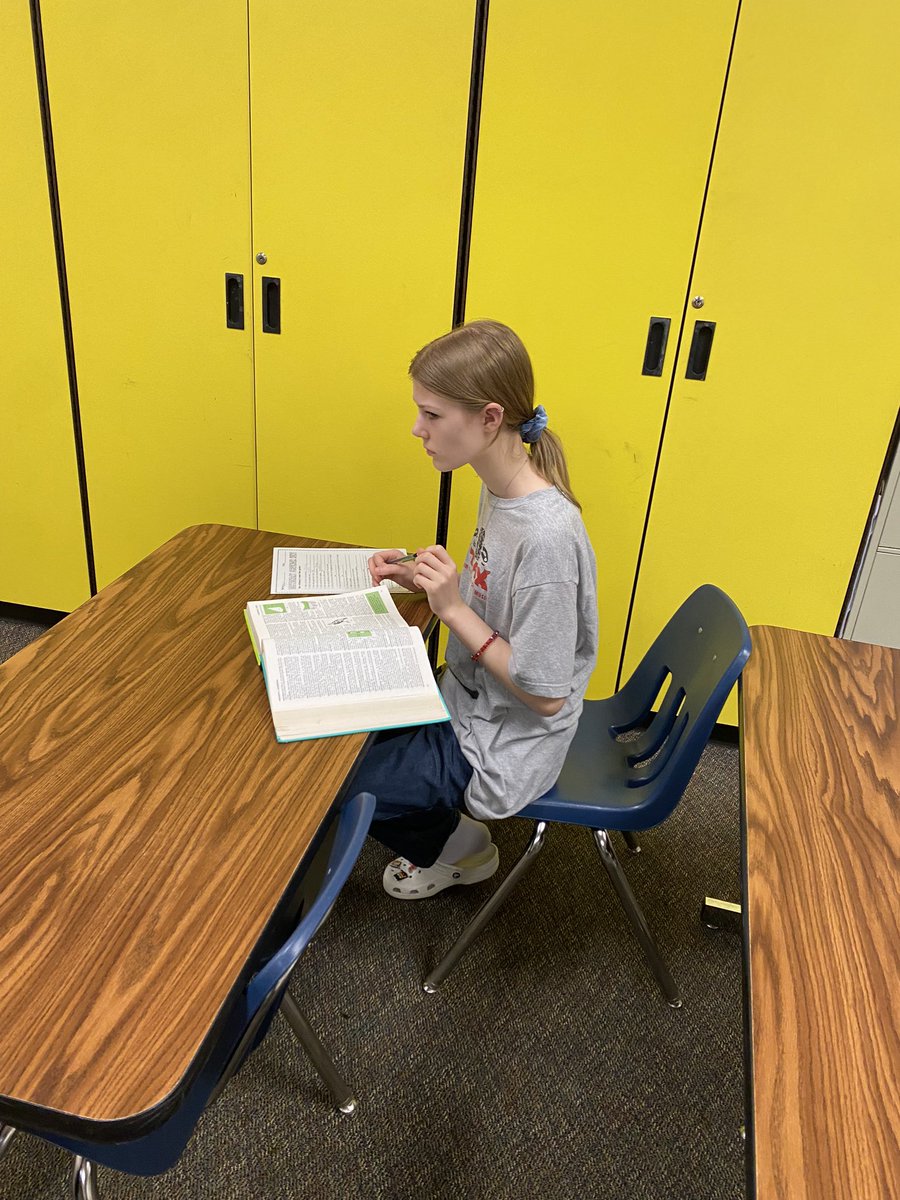 MsYoung2019's tweet photo. The fact that these 7th graders were willing to open a dictionary was an accomplishment in itself! They really rocked it at Saturday school today as they prepared for the STAAR reading test! #ELAted #HildeJoy #StaarPrep #dictionaryscavengerhunt @HildebrandtKISD https://t.co/3jFkH4tkB1