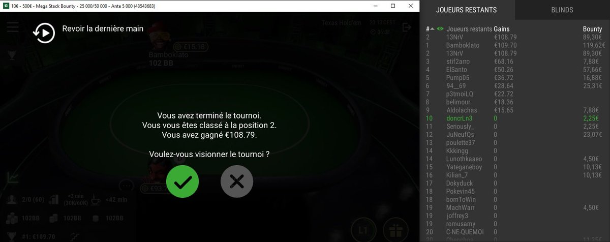 NrV_13's tweet photo. Reprise du Pokpok hier après quasiment 4 mois sans jouer faute de temps et d’envi . 
Et quelle reprise 🤩🤩
Une perf sur chaque room @WinamaxSport @FRpartypoker @UnibetPoker https://t.co/7JnnI0MPme