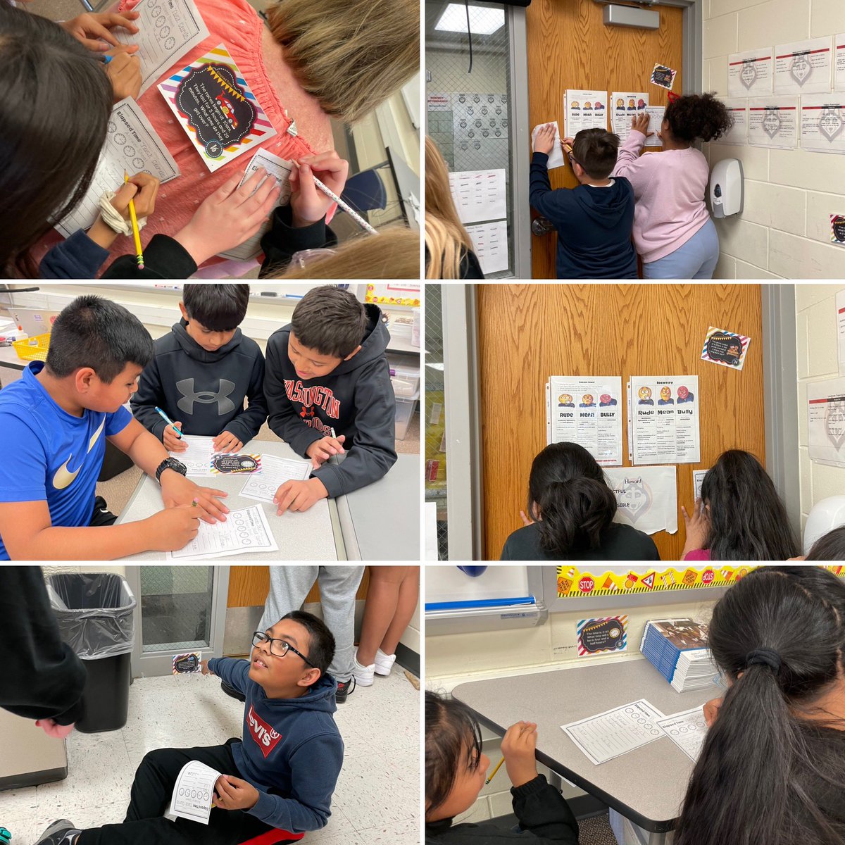 patsyacorn's tweet photo. Practicing elapsed time by finding story problems around the room in 4th grade. @HowardGI https://t.co/SzDY9JR3ET