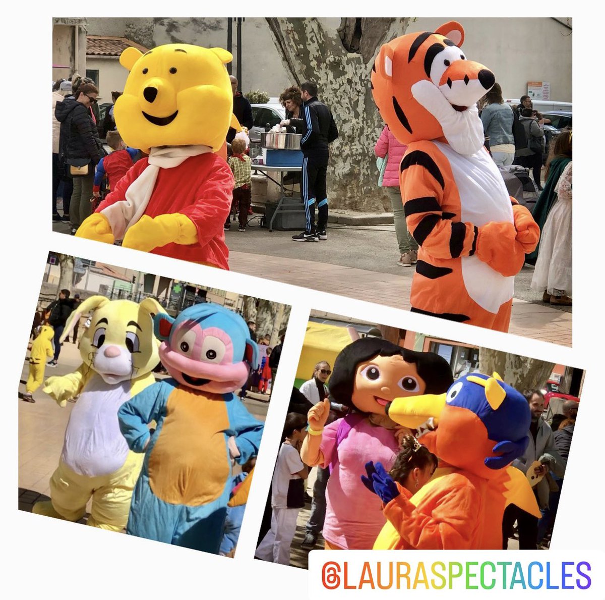lauraspectacles's tweet photo. Un bel après-midi de Carnaval avec nos Mascottes!🥳 #carnaval #mascottes #peluches #winniethepooh #dora #spectacle #parade #enfants #lauraspectacles https://t.co/91pK6Z6nbG