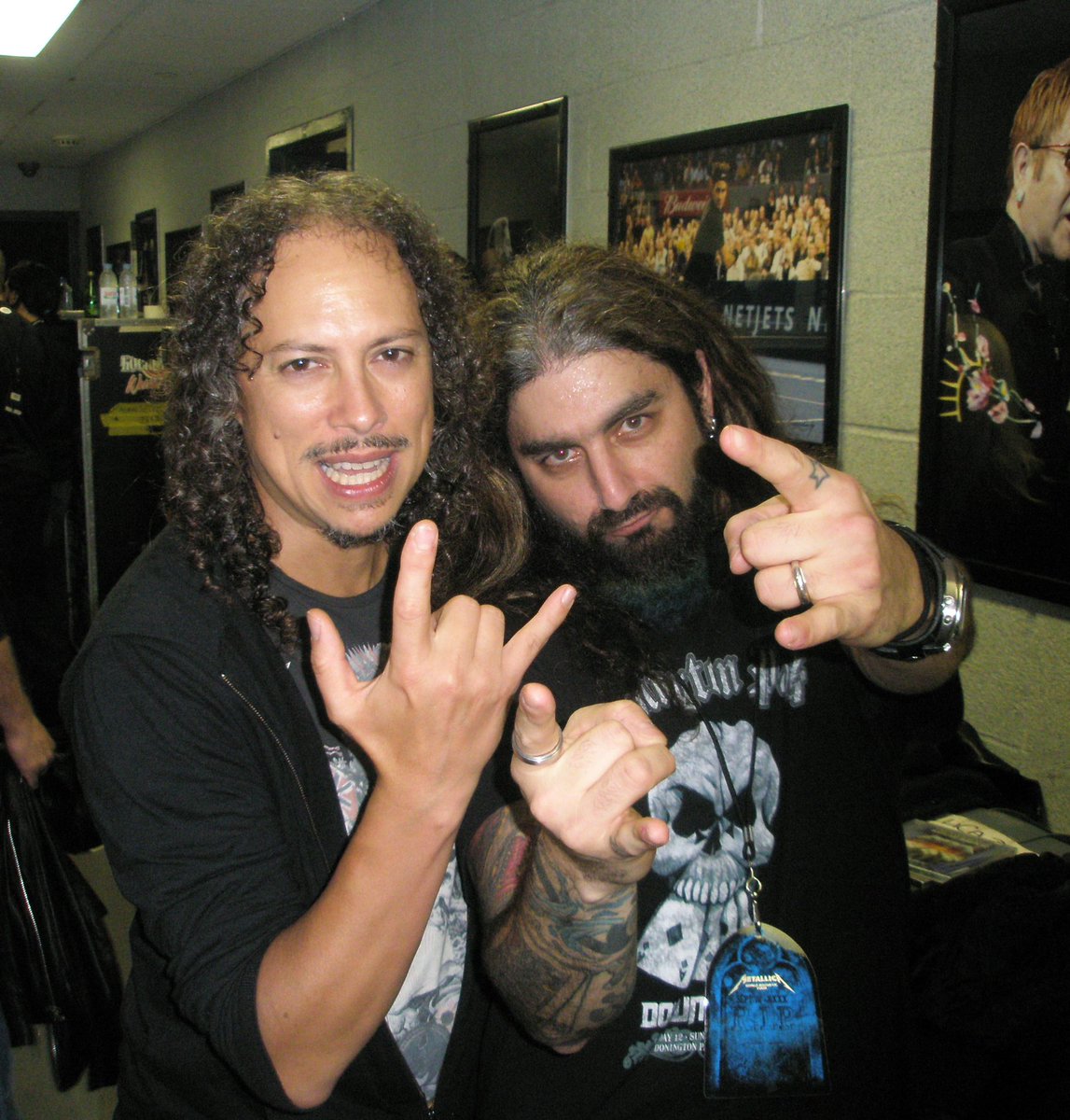 Continuing on with my #MPPhotoOfTheDay @Metallica-weekend, here’s me and @KirkHammett backstage at Madison Square Garden Nov 2009…this was after their gig and he already cleaned up all of his birthday cake that the boyz smashed and covered him with at the end of the show! 🎂😂