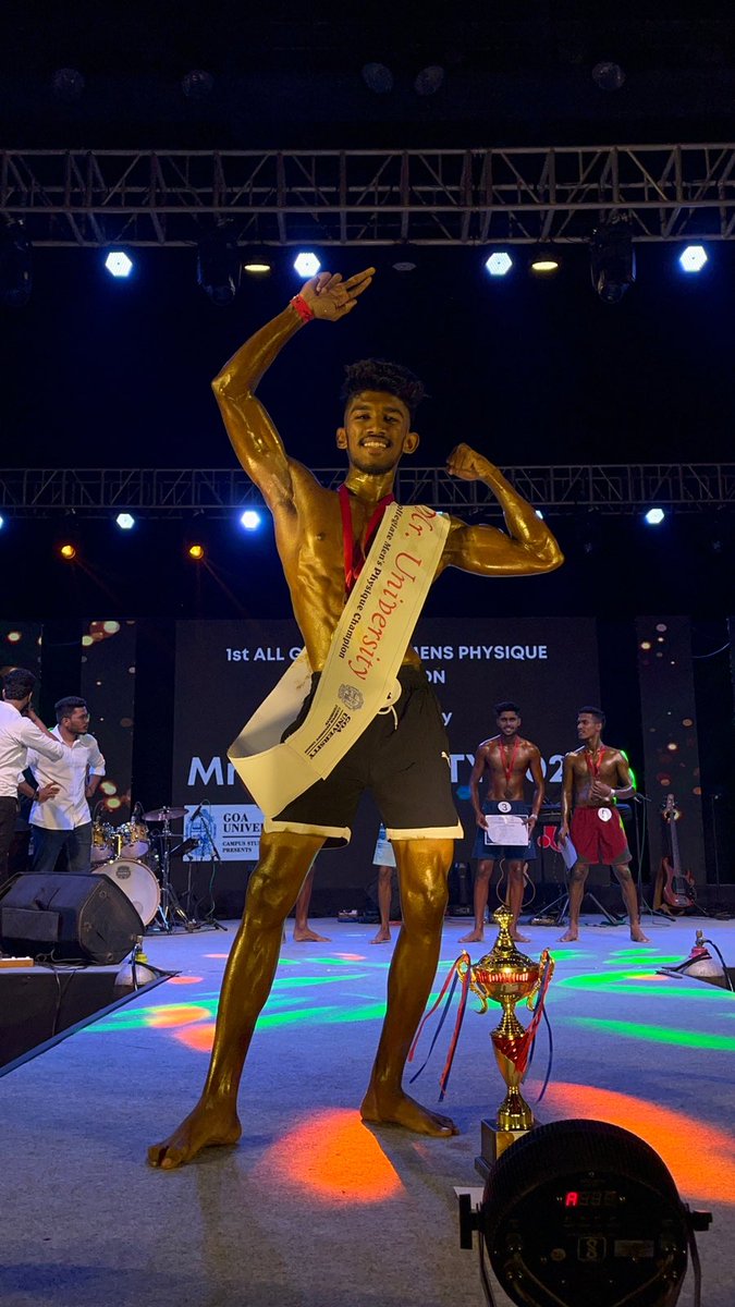 drmanojkamat's tweet photo. Our FY BCom student at S. S. DEMPO COLLEGE OF COMMERCE AND ECONOMICS, Manav Kankonkar secured the First place in the Best #Physique Competition at #Plateaunica organised by the #GoaUniversity.

#Congratulations 🥳 

  #teamdempo 
 @DempoOf @TheDempoGroup     @demposcofficial 

🌈 https://t.co/Z9cg3mnPiG